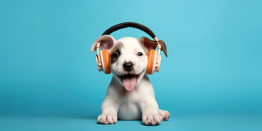 Puppy enjoying music